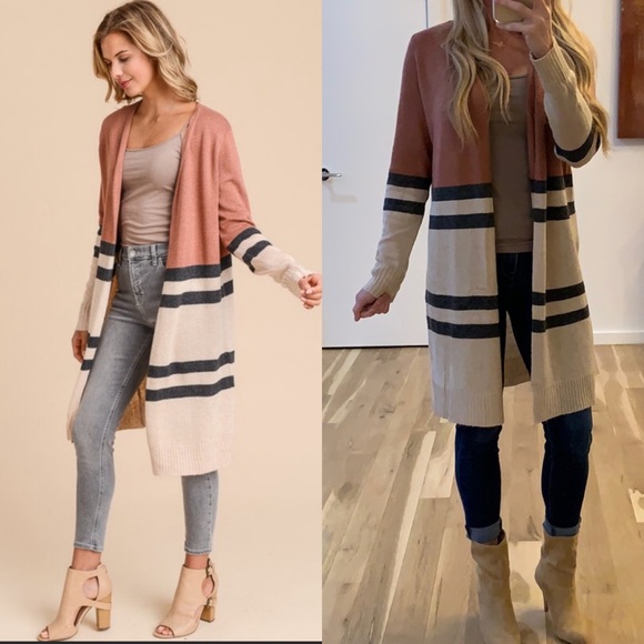 Sweaters - 1️⃣ LEFT!! Long Sleeve Color Block Cardigan
